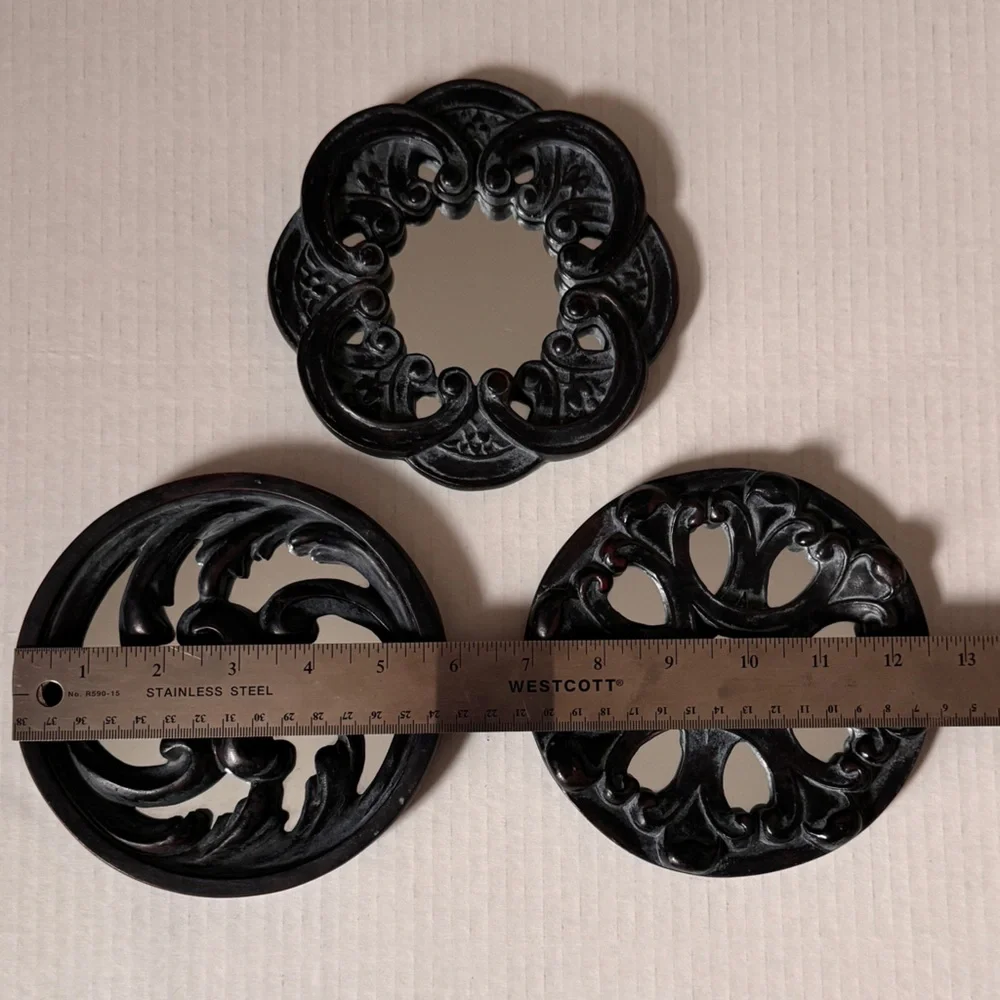 Vintage Ornate Wall Mirrors-Set of 3